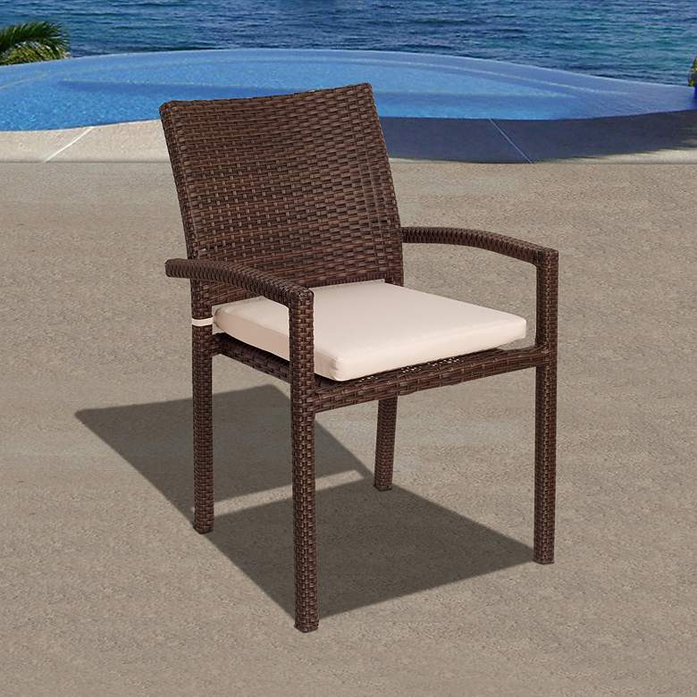 Image 3 Marguerita Brown Wicker 7-Piece Rectangular Patio Dining Set more views