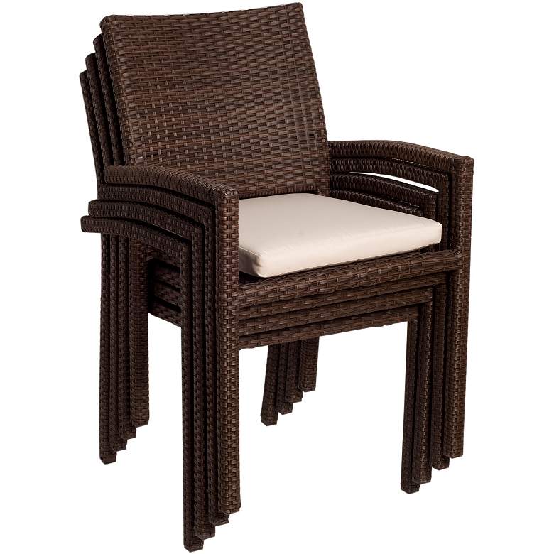 Image 5 Marguerita Brown Wicker 7-Piece Rectangular Patio Dining Set more views