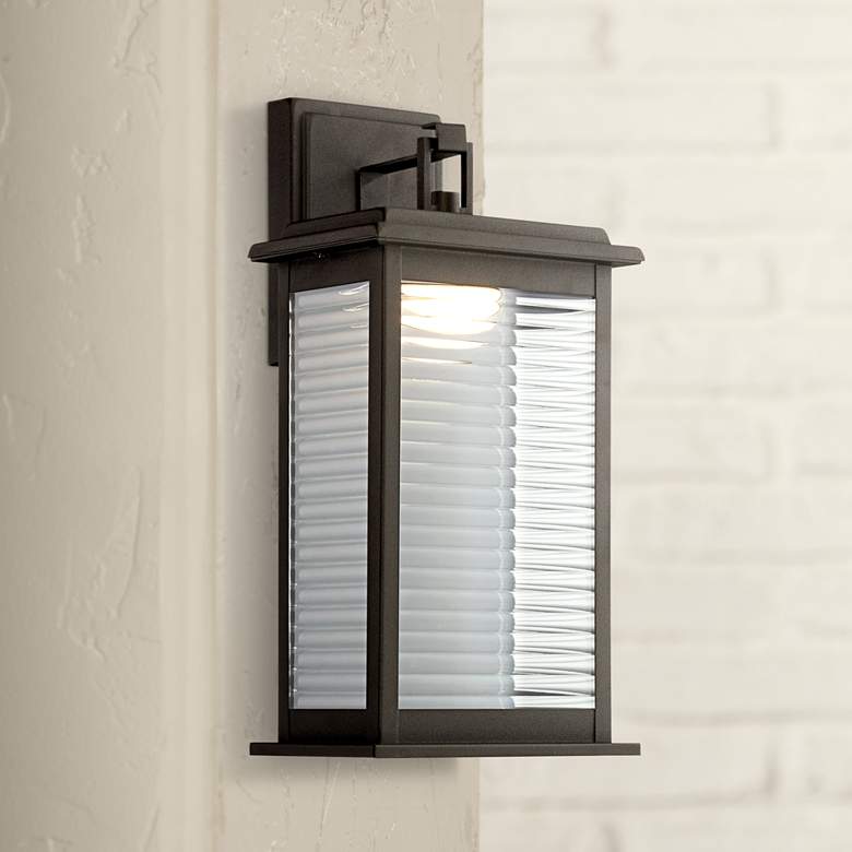 Image 1 Marguerite 14 3/4 inch High Black LED Outdoor Wall Light