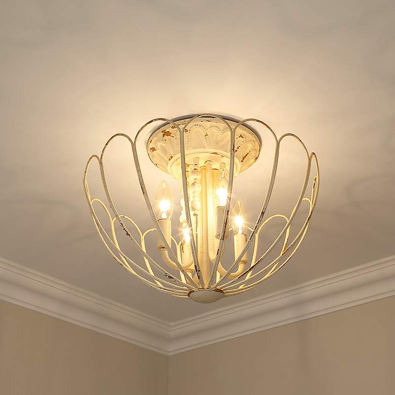 Image 6 Marguerite 16 1/8" Wide Vintage Parisian White 4-Light Semi-Flush more views