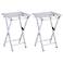 Mari 20" Wide Clear and Chrome Folding TV Tables - Set of 2