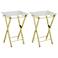 Mari 20" Wide Clear and Gold Folding TV Tables - Set of 2