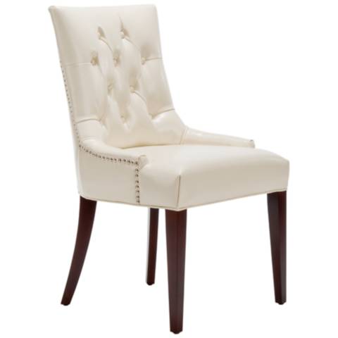 Maria Cream Bycast Leather Upholstered Chair - #4M414 | Lamps Plus