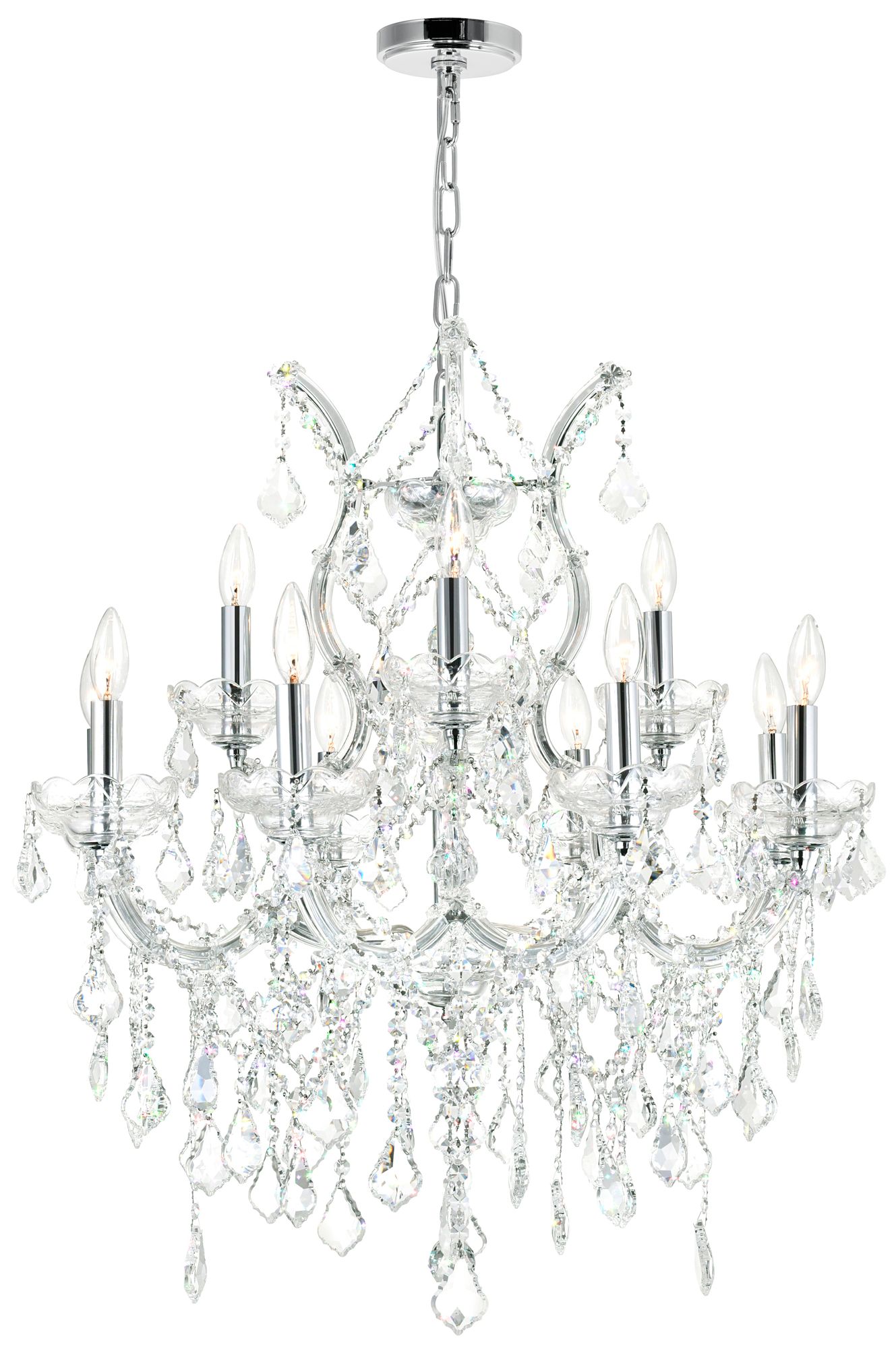 Maria Theresa 13 Light 30in Chrome Up Chandelier with Crystals