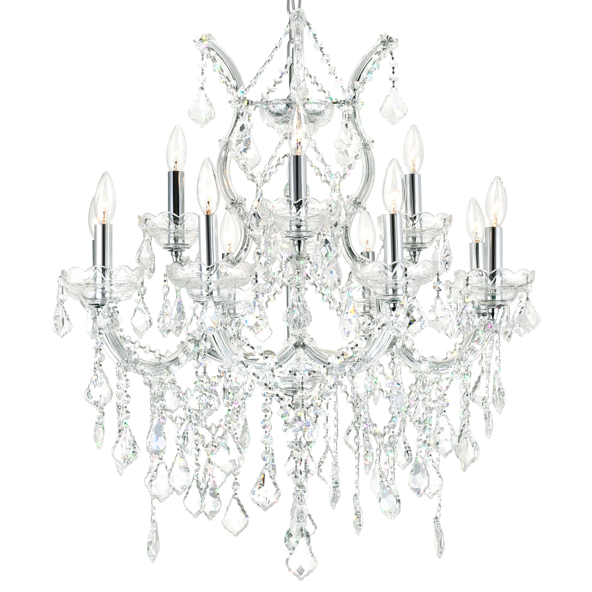 Image 2 Maria Theresa 13 Light 30in Chrome Up Chandelier with Crystals more views