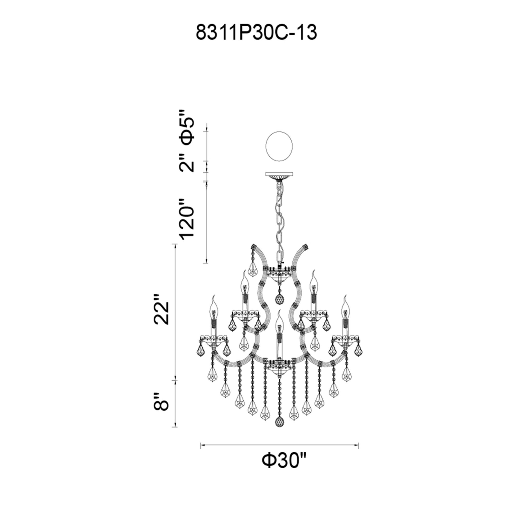 Image 7 Maria Theresa 13 Light 30in Chrome Up Chandelier with Crystals more views
