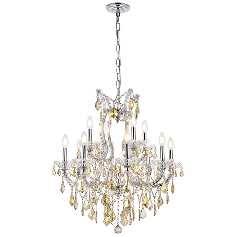 Image 1 Maria Theresa 13 Lt Chrome Chandelier Golden Teak