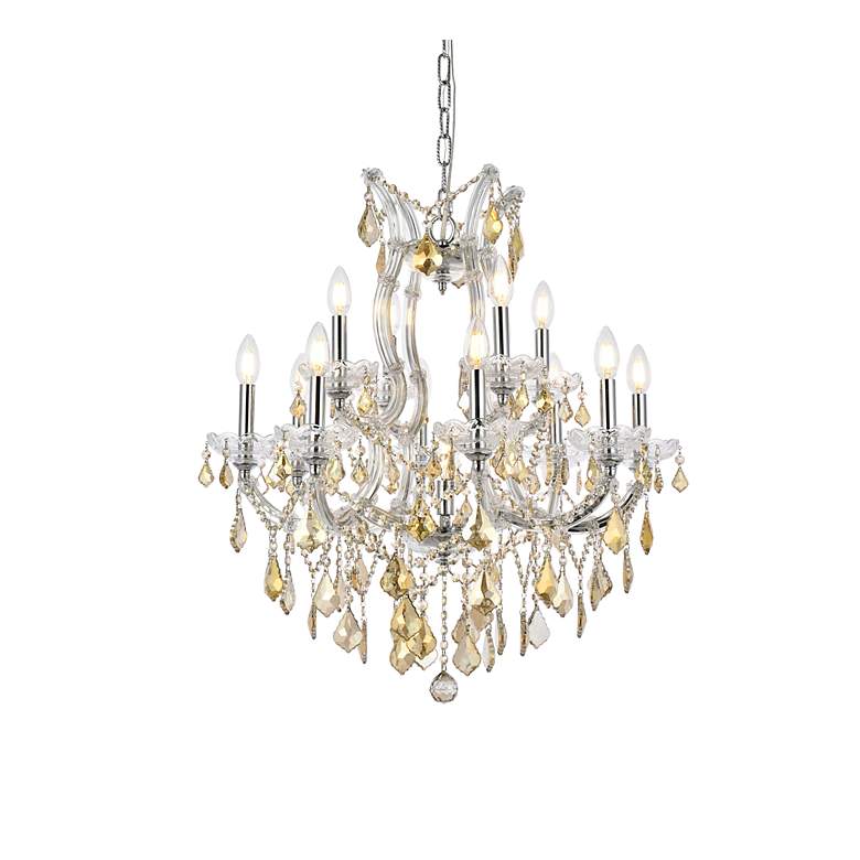 Image 3 Maria Theresa 13 Lt Chrome Chandelier Golden Teak more views