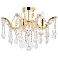 Maria Theresa 18" Wide Gold Crystal 4-Light Ceiling Light
