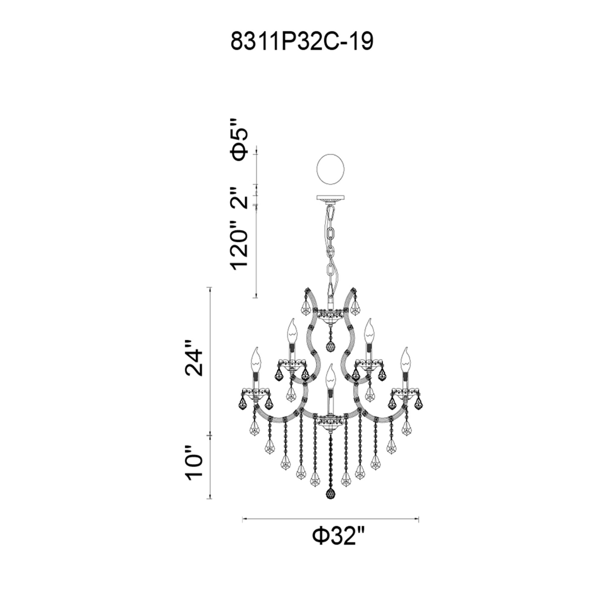 Maria Theresa 19 Light 32in Chrome Up Chandelier with Crystals