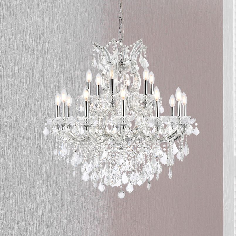 Maria Theresa 19 Light Chrome Chandelier with Clear Royal Cut Crystal