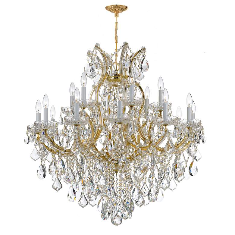 Image 1 Maria Theresa 19 Light Clear Italian Crystal Gold Chandelier
