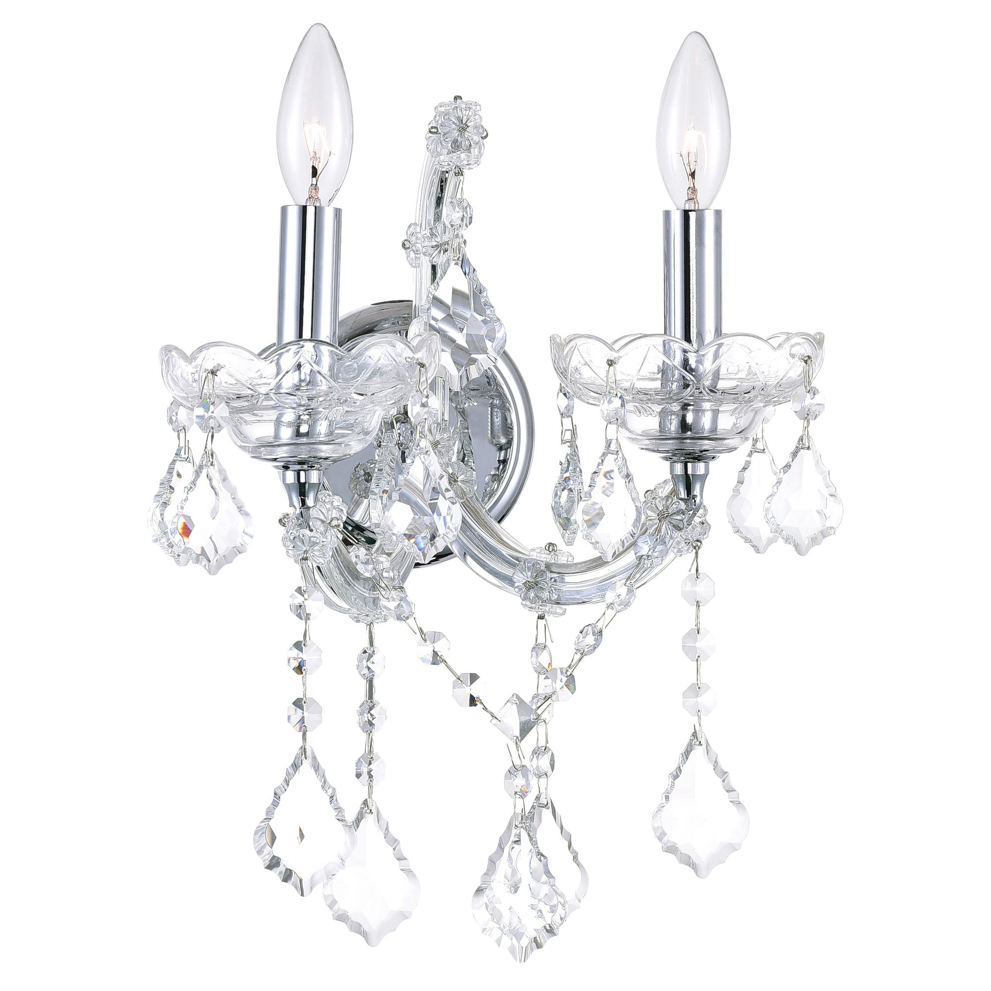 Image 2 Maria Theresa 2 Light 12in Chrome Wall Sconce with Crystals more views