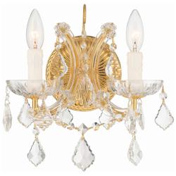Maria Theresa 2 Light Clear Italian Crystal Gold Sconce