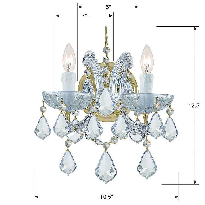 Image 5 Maria Theresa 2 Light Clear Italian Crystal Gold Sconce more views