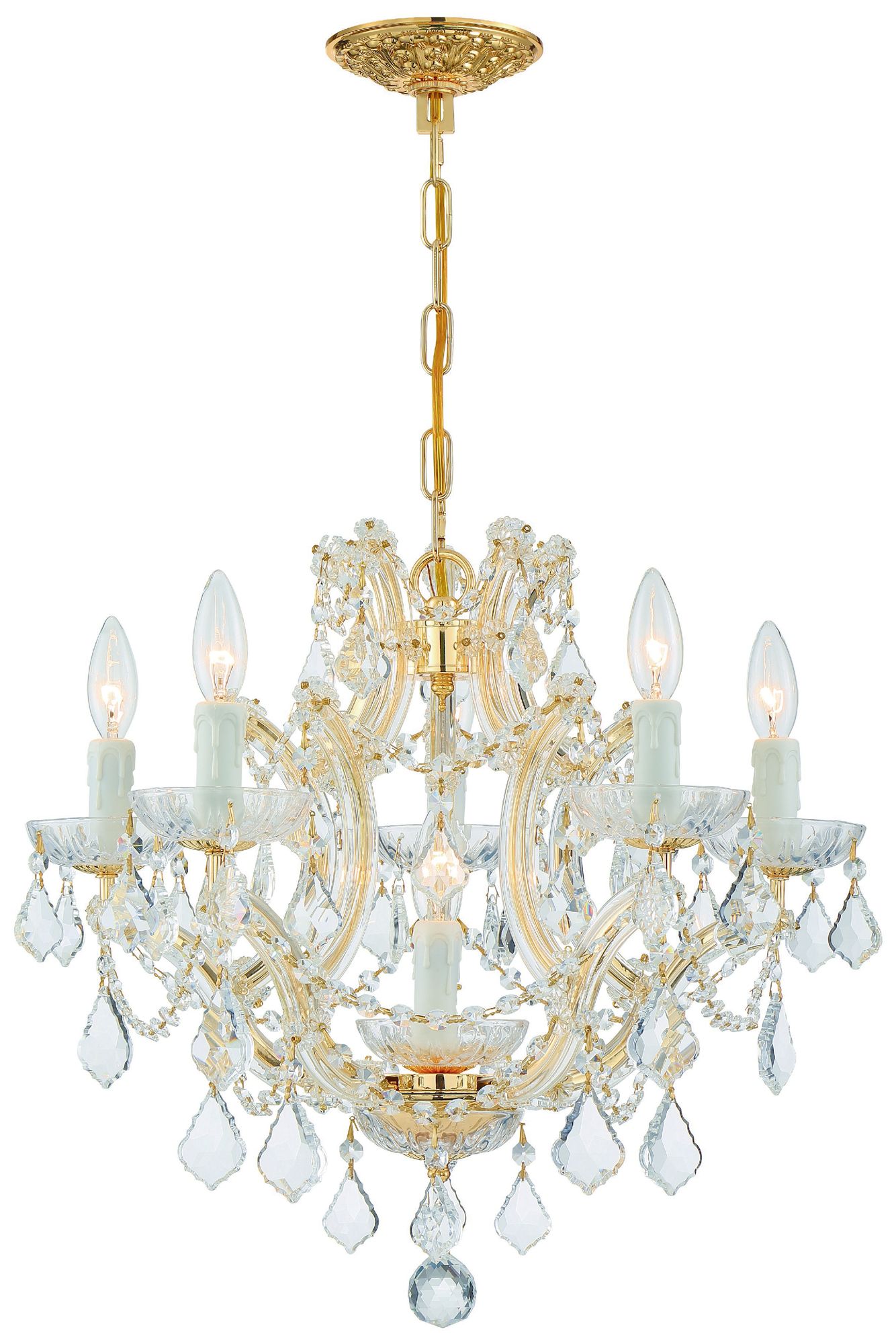 Maria Theresa 20" Wide Gold and Crystal 6-Light Chandelier