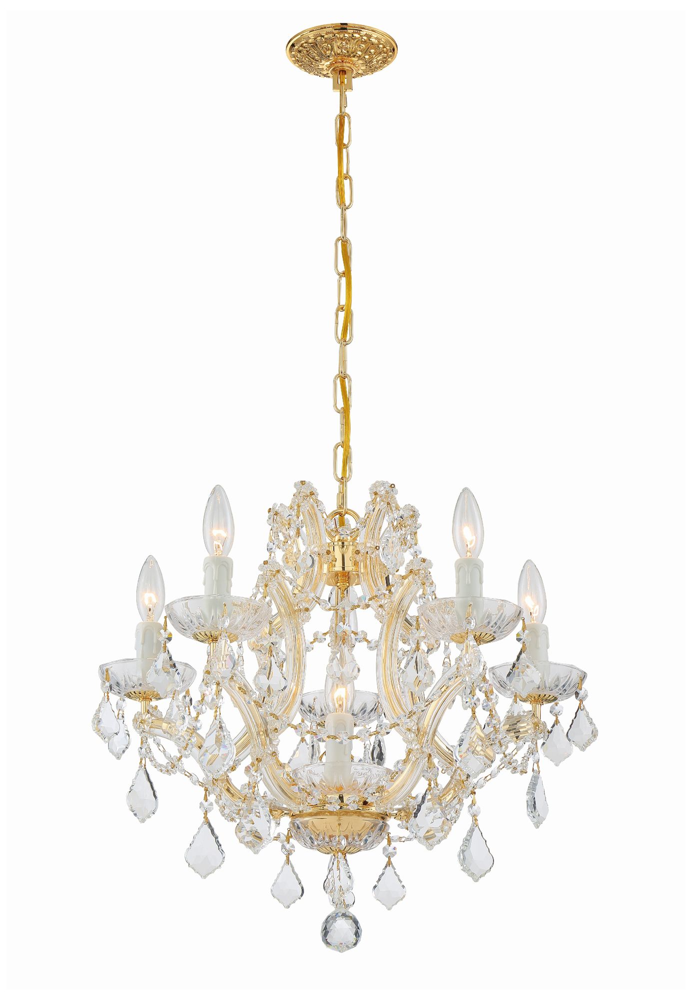 Thumbnail2 of Maria Theresa 20" Wide Gold and Crystal 6-Light Chandelier more views