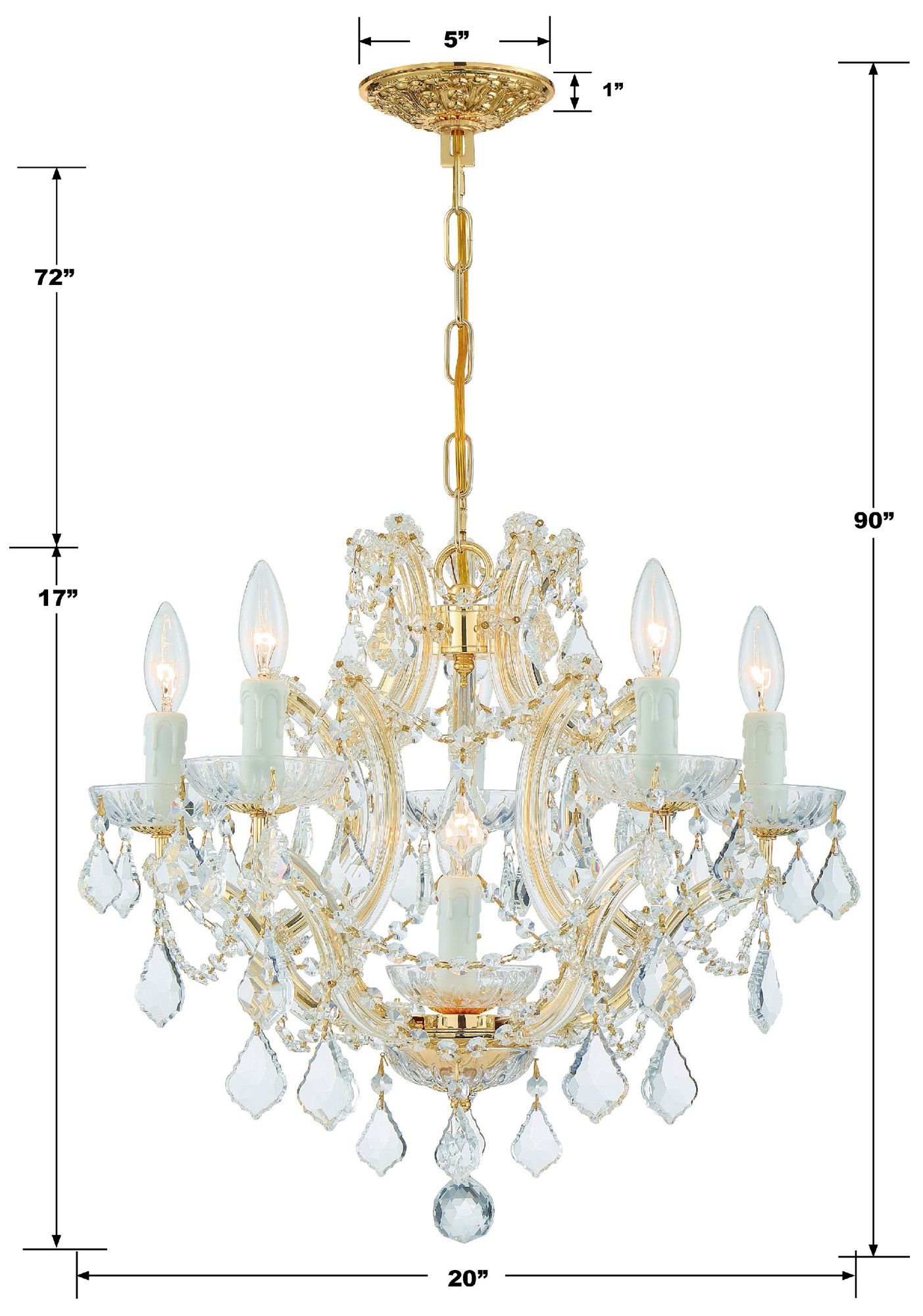 Thumbnail4 of Maria Theresa 20" Wide Gold and Crystal 6-Light Chandelier more views