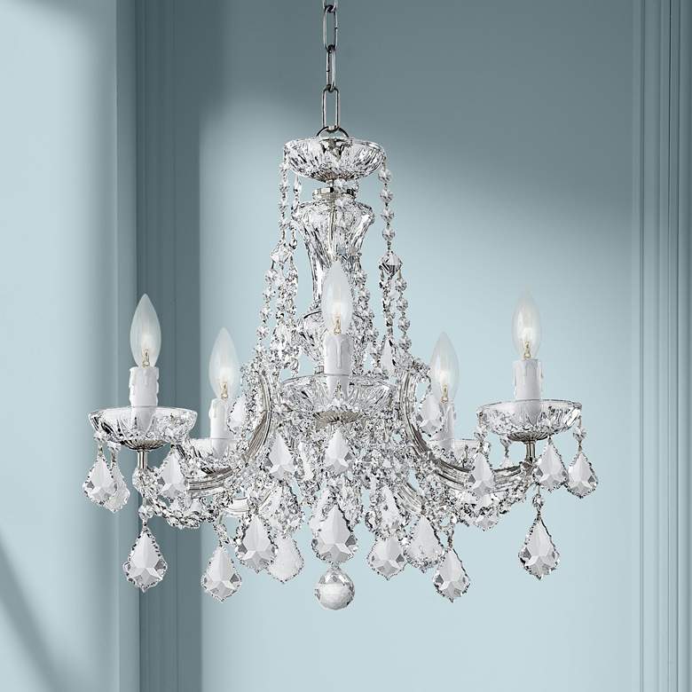 Maria Theresa 20&quot; Wide Polished Chrome 5-Light Chandelier