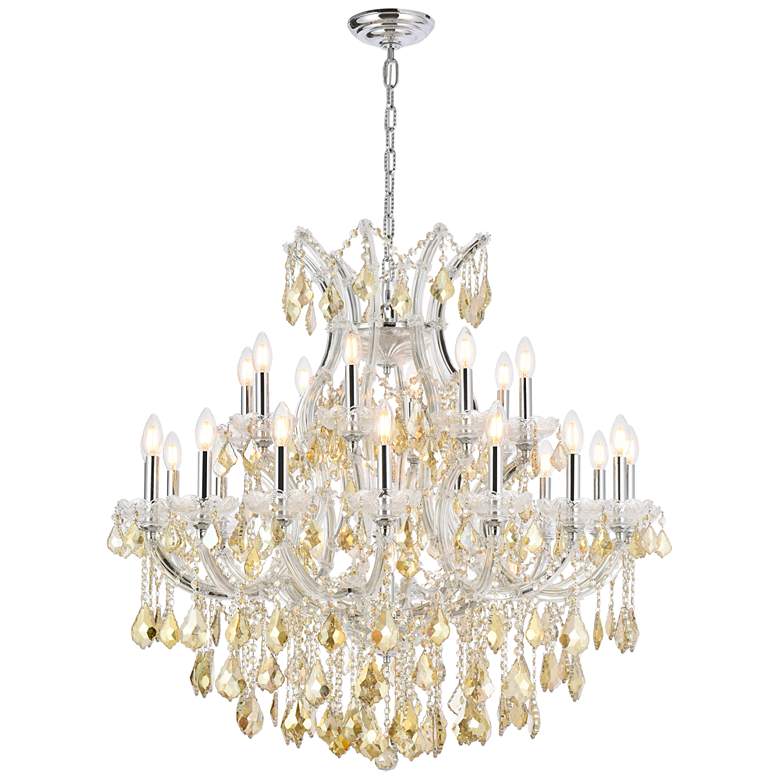 Image 1 Maria Theresa 24 Lt Chrome Chandelier Golden Teak