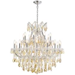 Maria Theresa 24 Lt Chrome Chandelier Golden Teak