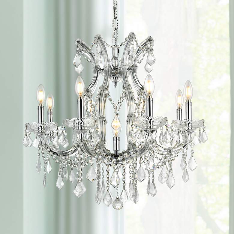 Image 1 Maria Theresa 26 inch Wide Chrome and Crystal 9-Light Chandelier