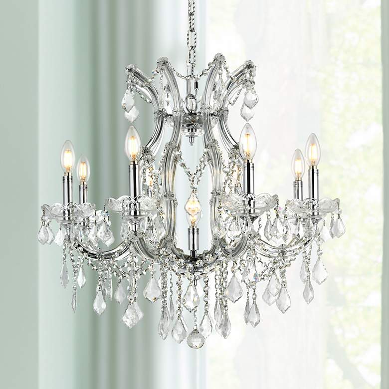 Image 1 Maria Theresa 26" Wide Chrome and Crystal 9-Light Chandelier