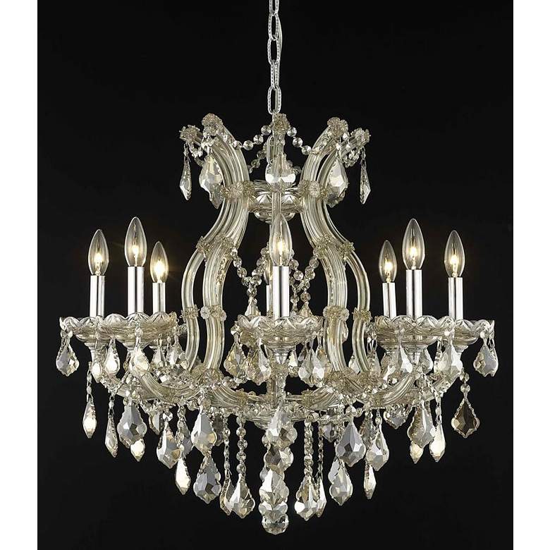 Image 1 Maria Theresa 26 inch Wide Golden Teak Crystal Chandelier