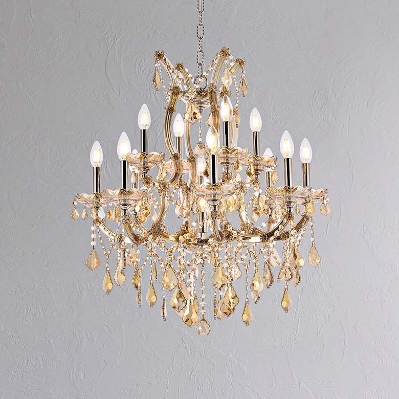 Image 1 Maria Theresa 27" Wide Golden Teak 13-Light Chandelier