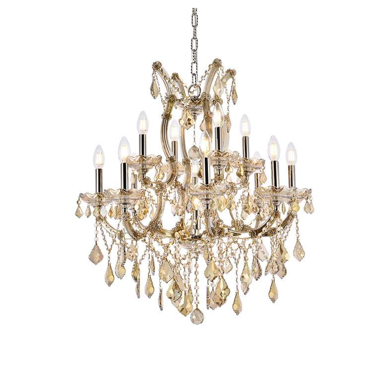 Image 4 Maria Theresa 27" Wide Golden Teak 13-Light Chandelier more views