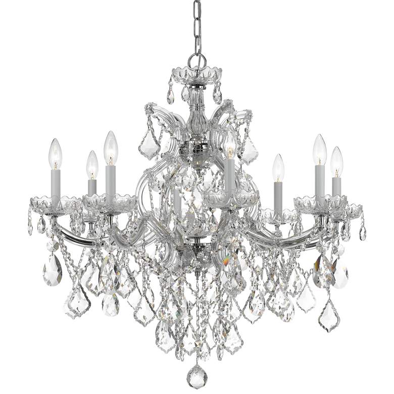 Image 2 Maria Theresa 28 inch Wide Polished Nickel 9-Light Chandelier