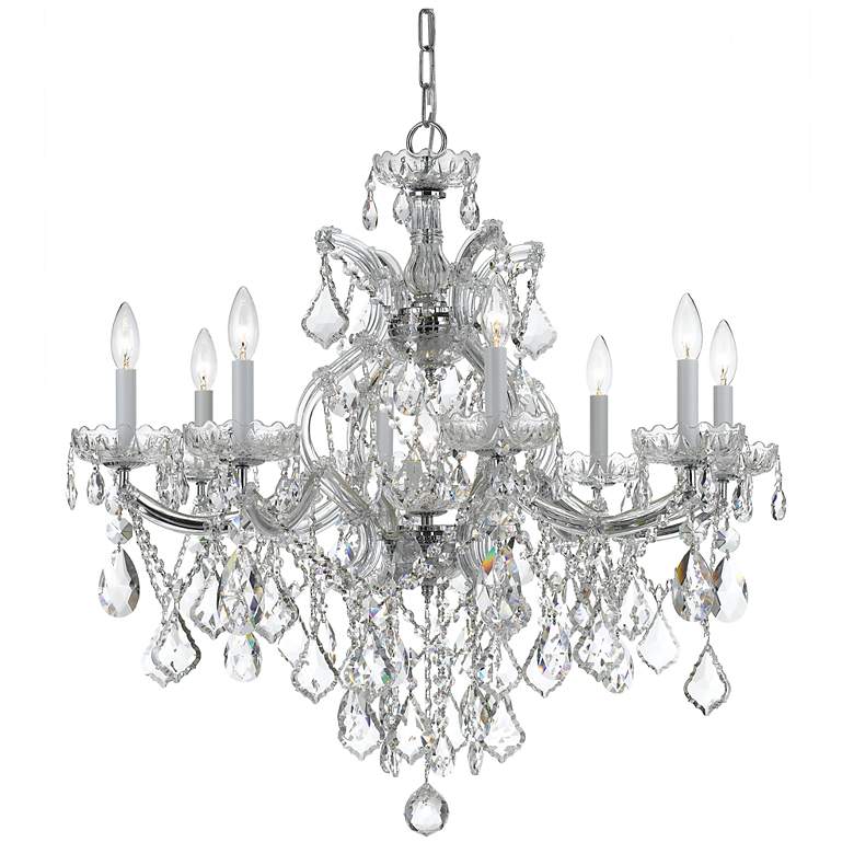 Image 2 Maria Theresa 28 inch Wide Polished Nickel 9-Light Chandelier