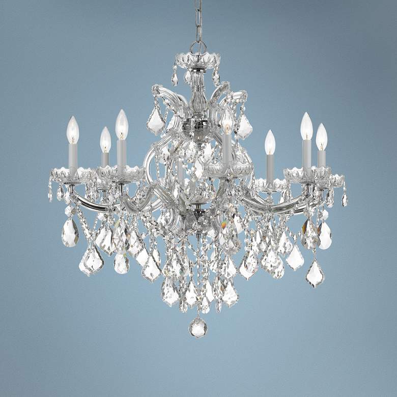 Image 1 Maria Theresa 28 inch Wide Polished Nickel 9-Light Chandelier