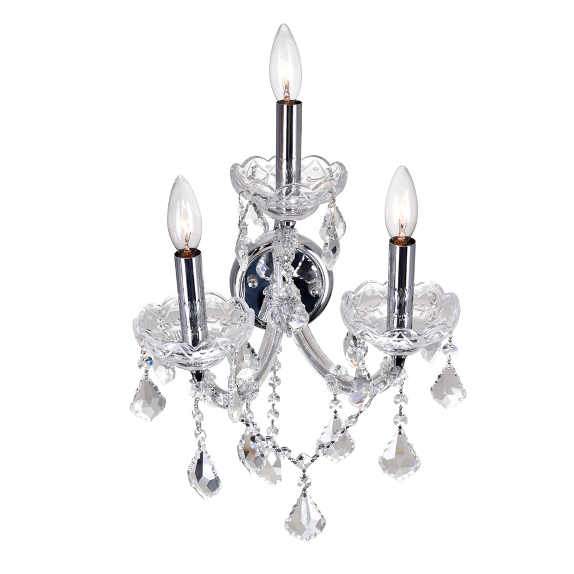 Image 2 Maria Theresa 3 Light 12in Chrome Wall Sconce with Crystals more views