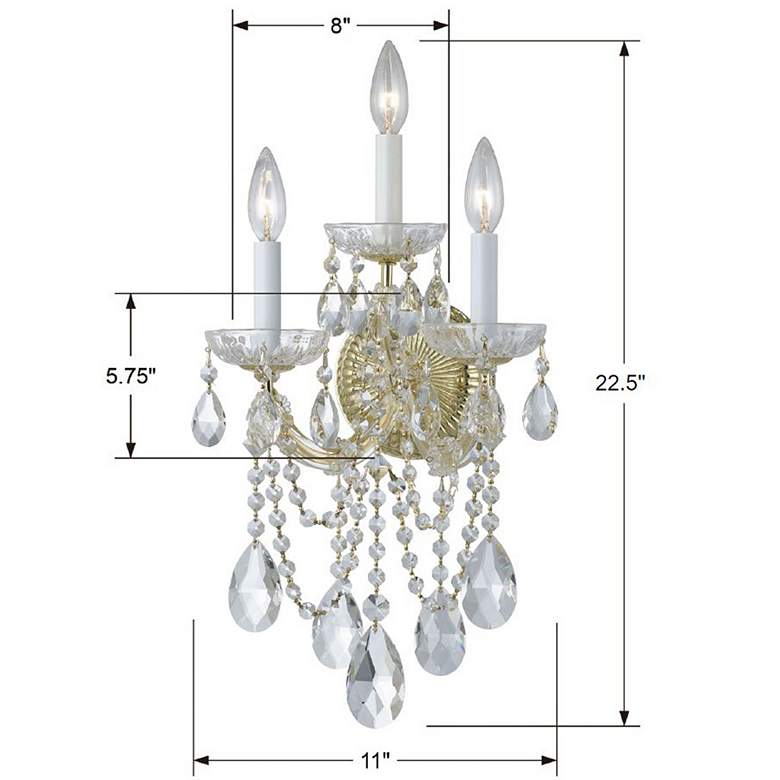 Image 5 Maria Theresa 3 Light Clear Crystal Gold Sconce more views