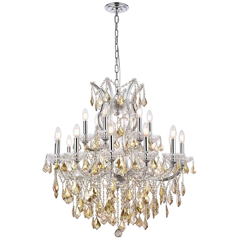 Image 2 Maria Theresa 30" Wide Chrome and Golden Crystal Chandelier