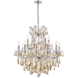 Maria Theresa 30" Wide Chrome and Golden Crystal Chandelier