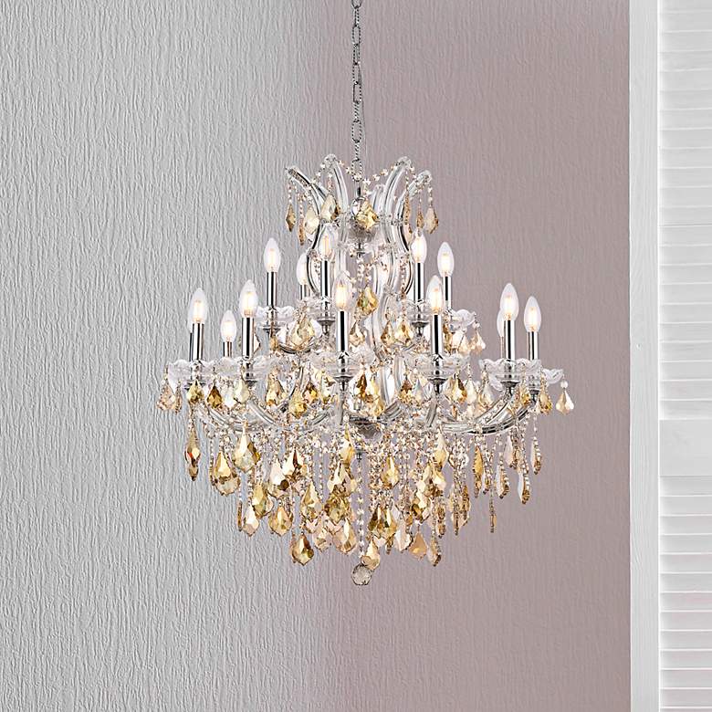Image 1 Maria Theresa 30" Wide Chrome and Golden Crystal Chandelier