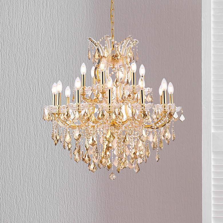 Image 2 Maria Theresa 30" Wide Gold and Crystal 19-Light Chandelier