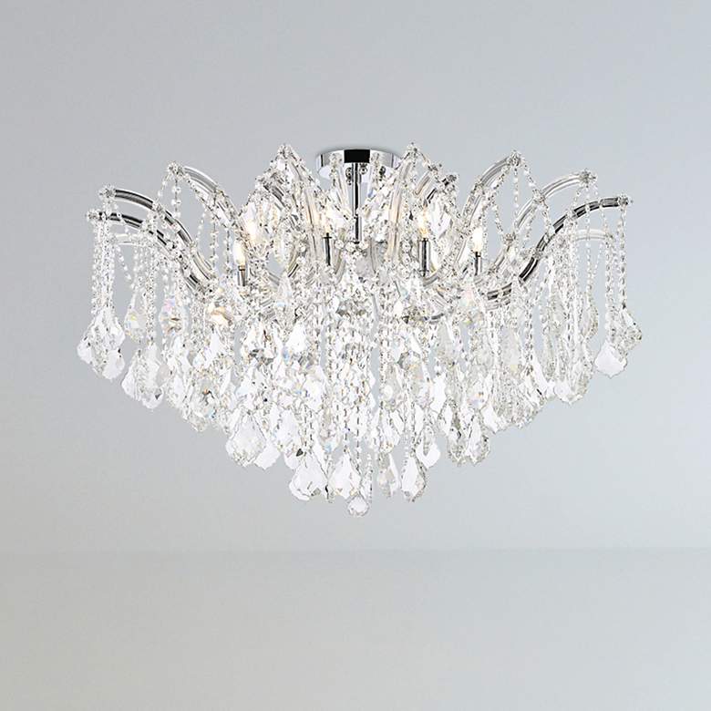 Image 2 Maria Theresa 36" Wide Chrome Crystals 8-Light Ceiling Light