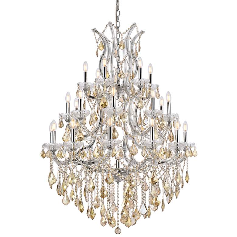 Image 3 Maria Theresa 38" Wide Chrome and Golden Crystal Chandelier