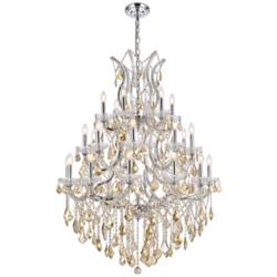 Maria Theresa 38" Wide Chrome and Golden Crystal Chandelier