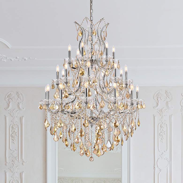 Image 2 Maria Theresa 38" Wide Chrome and Golden Crystal Chandelier