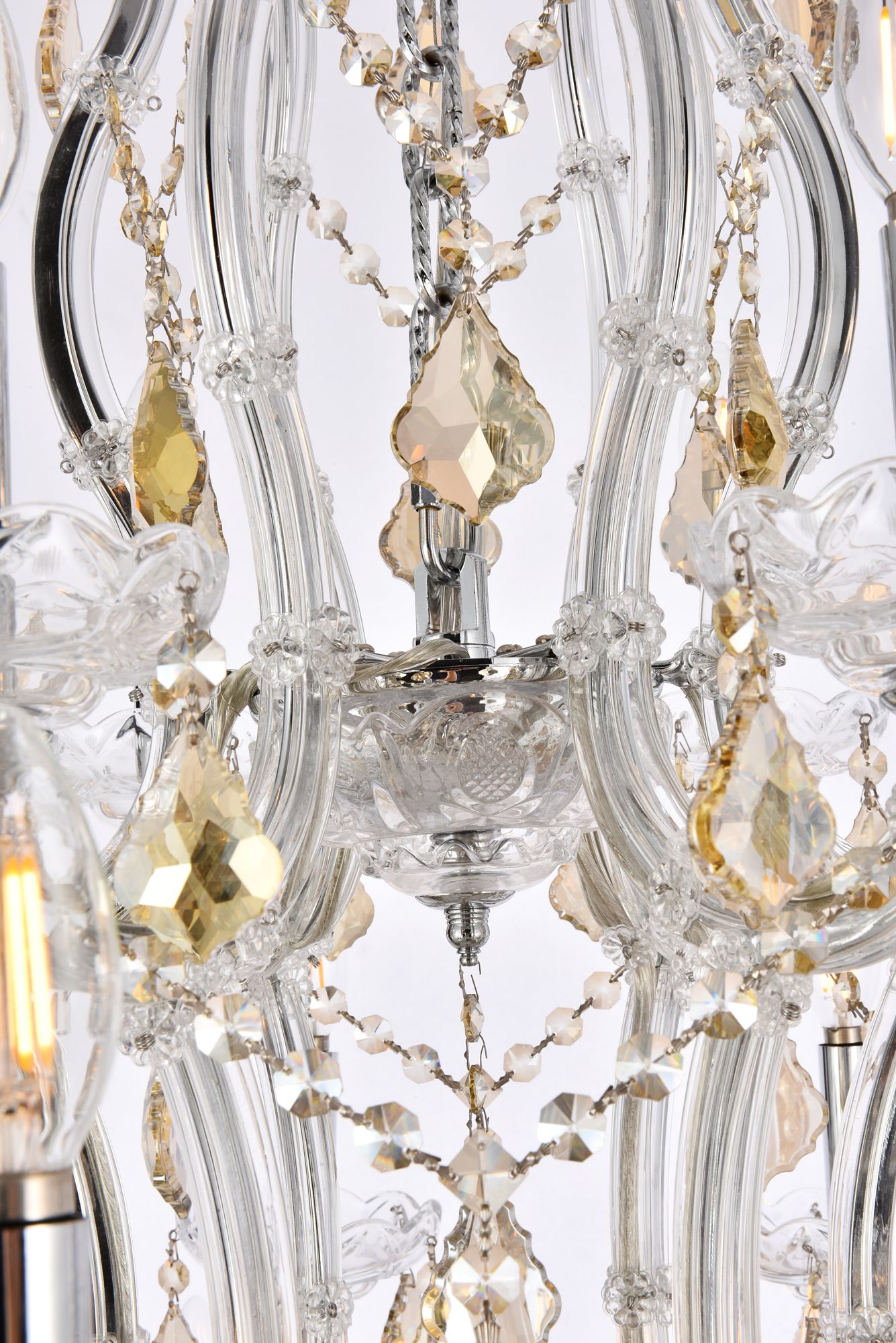 Maria Theresa 38" Wide Chrome and Golden Crystal Chandelier in scene