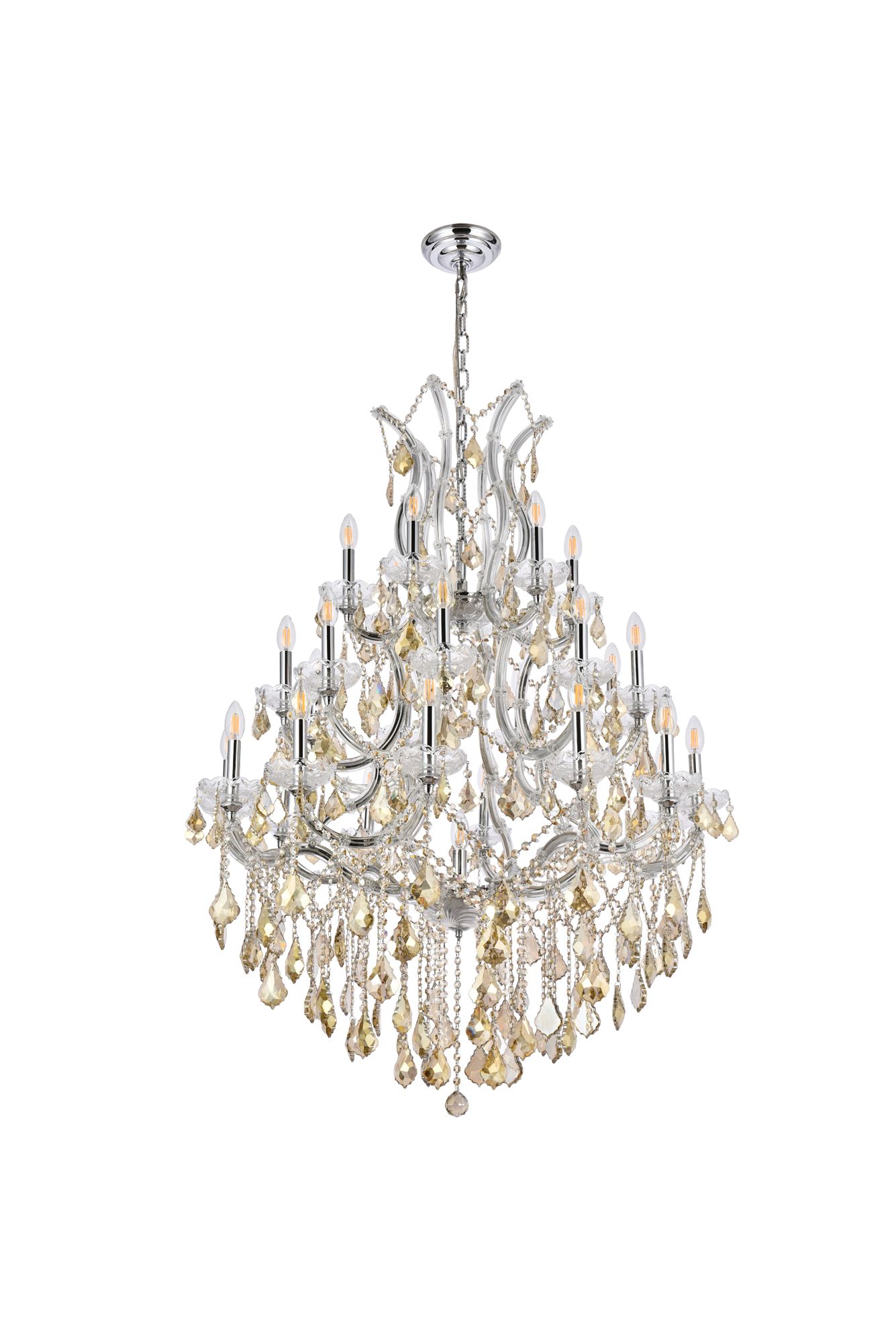 Maria Theresa 38" Wide Chrome and Golden Crystal Chandelier in scene