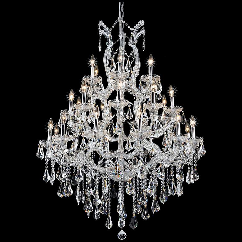 Image 1 Maria Theresa 38"W Chrome and Crystal 28-Light Chandelier