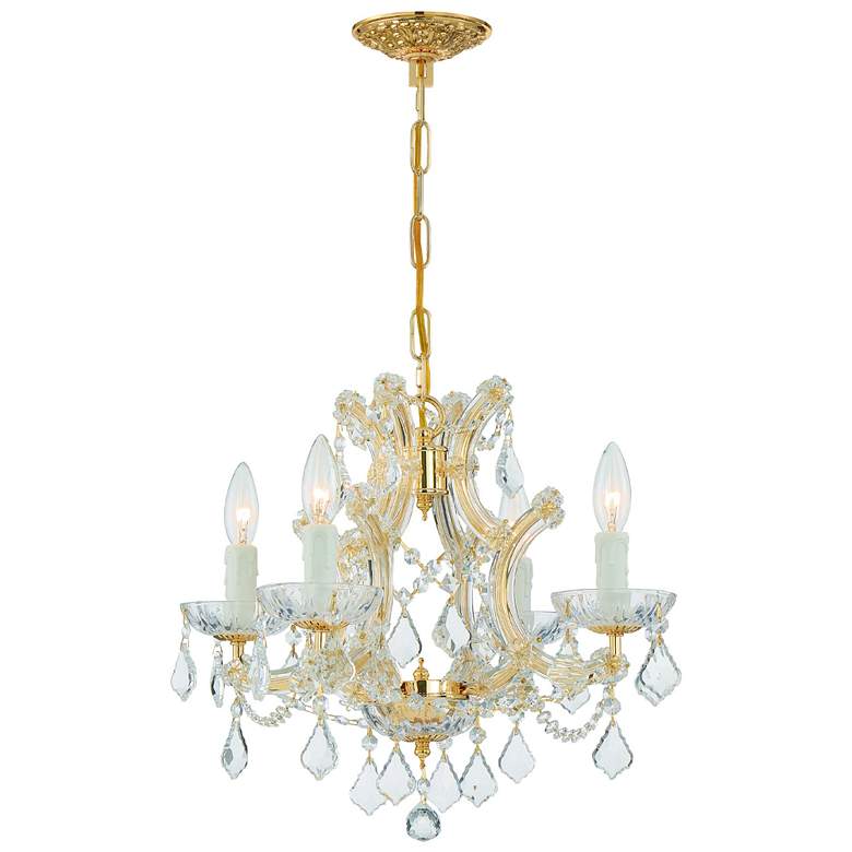 Image 1 Maria Theresa 4 Light Clear Italian Crystal Gold Mini Chandelier