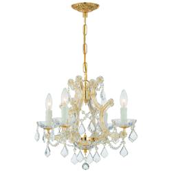 Maria Theresa 4 Light Clear Italian Crystal Gold Mini Chandelier