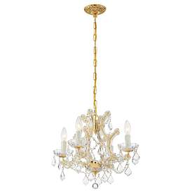 Image2 of Maria Theresa 4 Light Clear Italian Crystal Gold Mini Chandelier more views