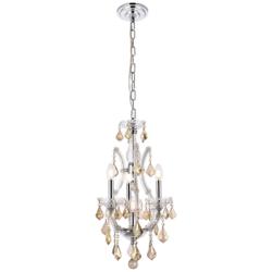 Maria Theresa 4 Lt Chrome Pendant Golden Teak